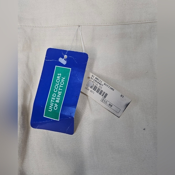 New Vintage Oatmeal Cream Flax Linen Pencil Skirt 46 Medium - Picture 4 of 11